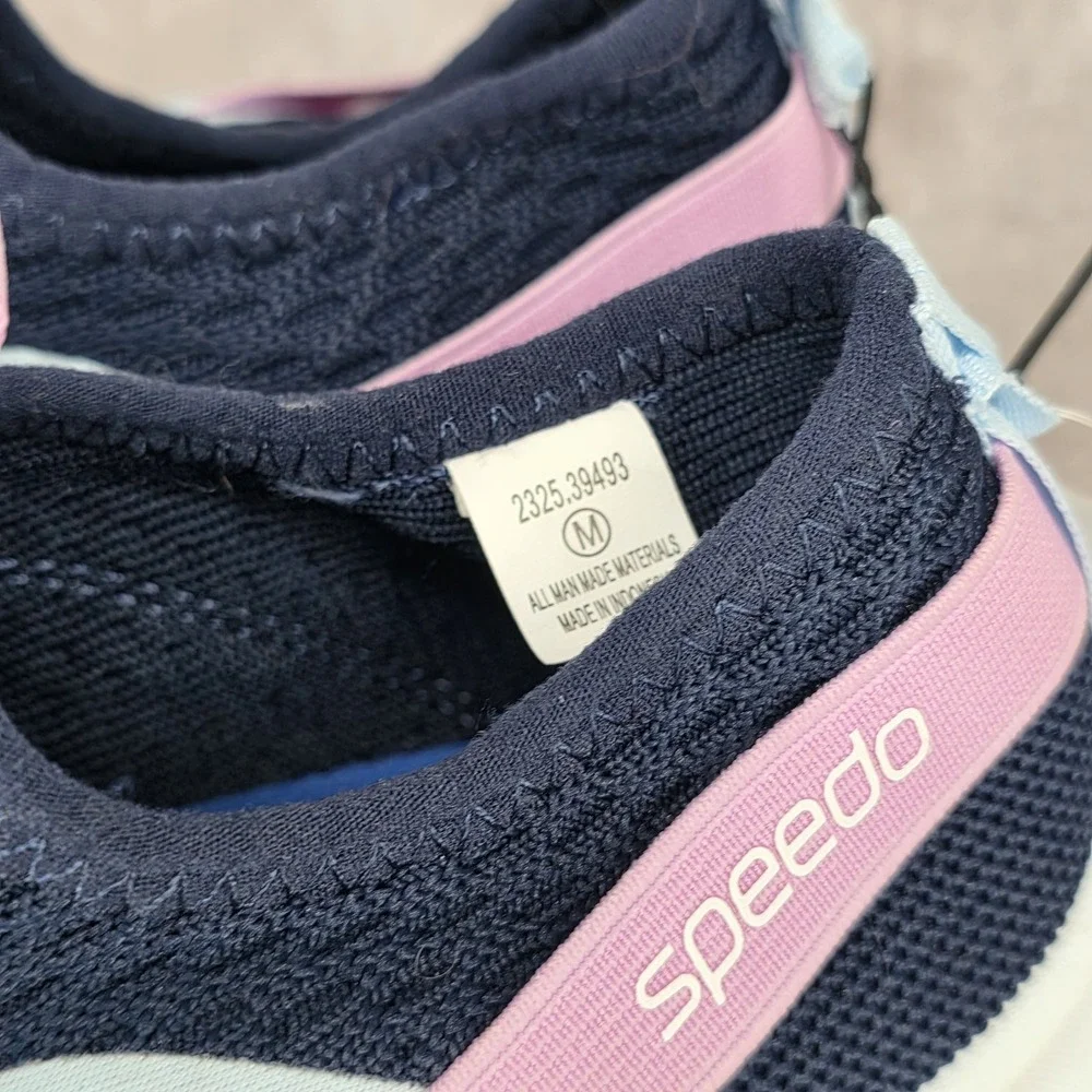 Speedo Junior Medium 2/3 Water Shoe Aqua Socks Blue Pink Slip On Rubber Sole